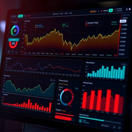 A digital dashboard displaying financial metrics and trend lines, representing financial analysis.
