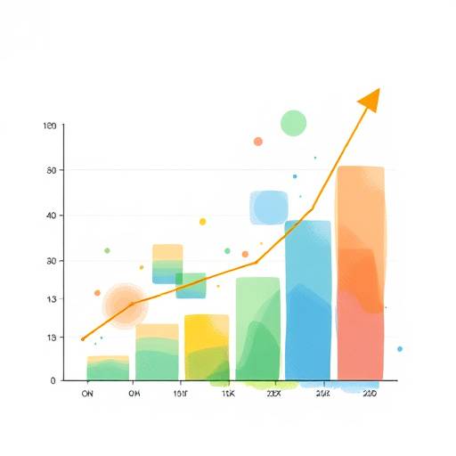 Abstract visualization of business growth and valuation