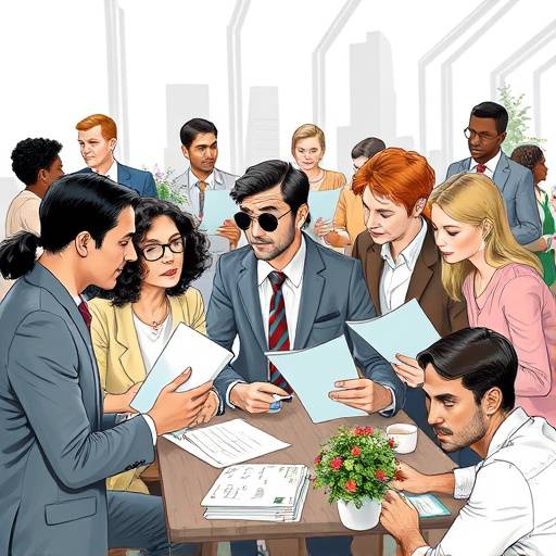 An illustration depicting diverse people collaborating on financial documents.