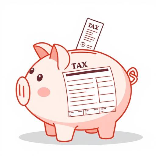 Illustration of a piggy bank with a tax form